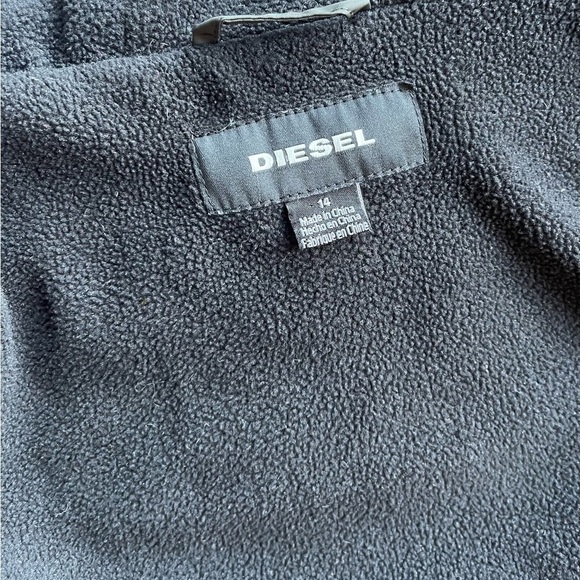 Diesel Puffer Jacket Women's 14 blackLong Sleeve Hooded Full Zip/Snap  Pockets - Picture 6 of 7